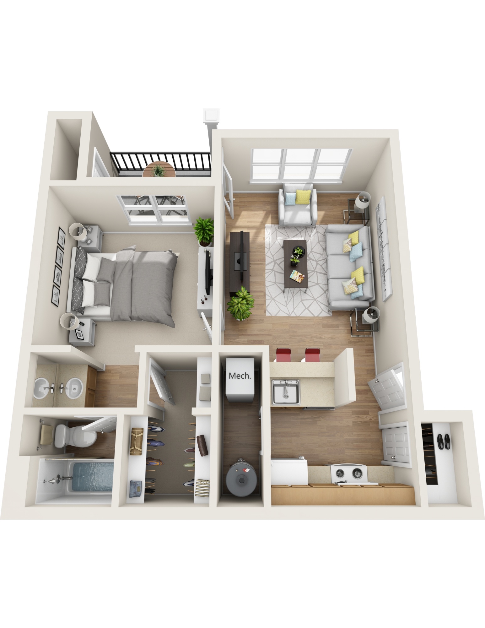 3D floor plan image for apartment 0722 at Randolph Perimeter